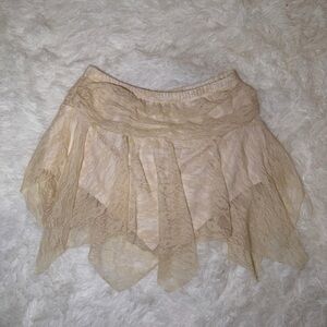 Beige Lace Layered Skirt